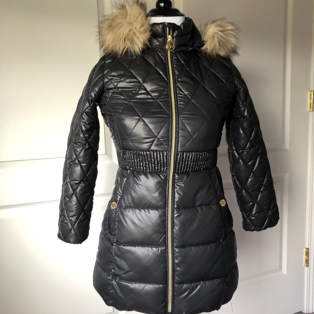 Black quilted winter coat